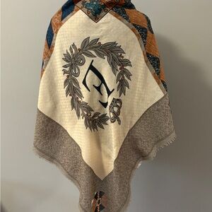 Vintage Lion Crest Large Piano Shawl made in Italy - 45 x 45